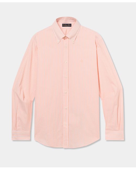 Brooks Brothers Pink Regular Fit Seersucker Shirt With Button Down Collar for men