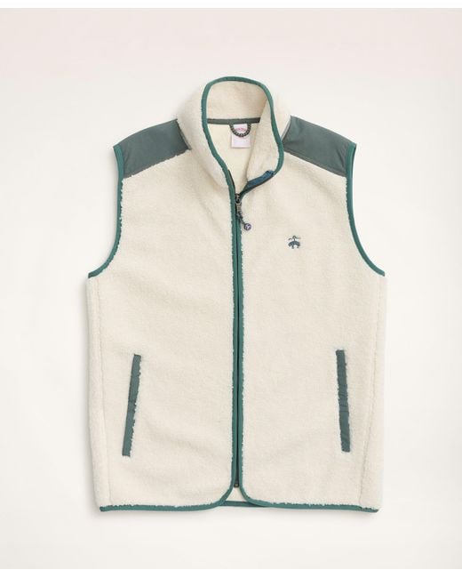Brooks Brothers Natural Teddy Fleece Zip Vest for men