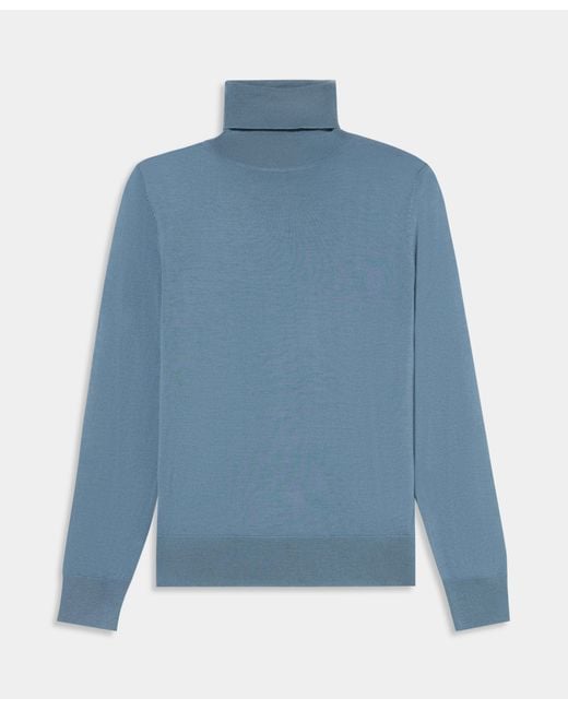 Brooks Brothers Blue Relaxed Diamond Merino Turtleneck Sweater