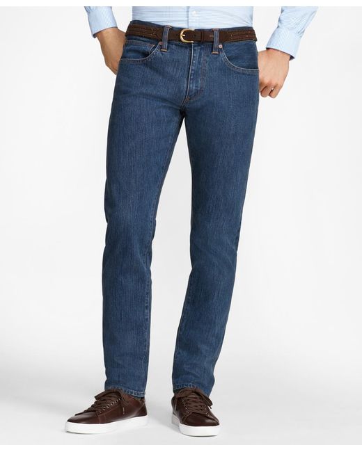 Brooks Brothers 116 Slim Stretch Jeans In Indigo Denim in Light Wash