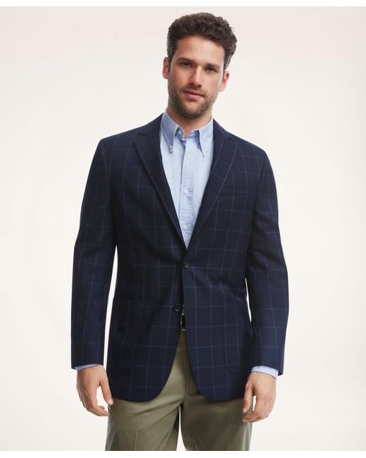 Brooks Brothers Wool Madison Relaxed-fit Windowpane Hopsack Sport Coat ...