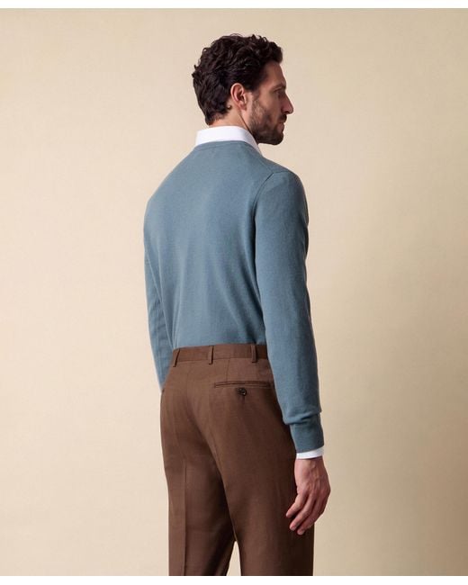 Brooks Brothers Blue Lambswool Crewneck Sweater With Logo for men