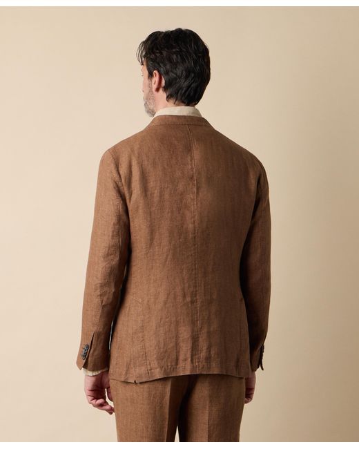 Brooks Brothers Brown Herringbone Linen Blazer for men