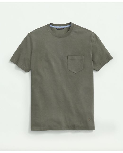 Brooks Brothers Green Washed Supima Cotton Pocket Crewneck T-shirt for men
