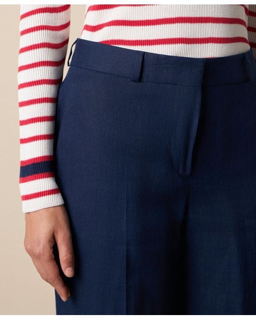 Brooks Brothers Blue Wide Leg Tailored Linen Trousers