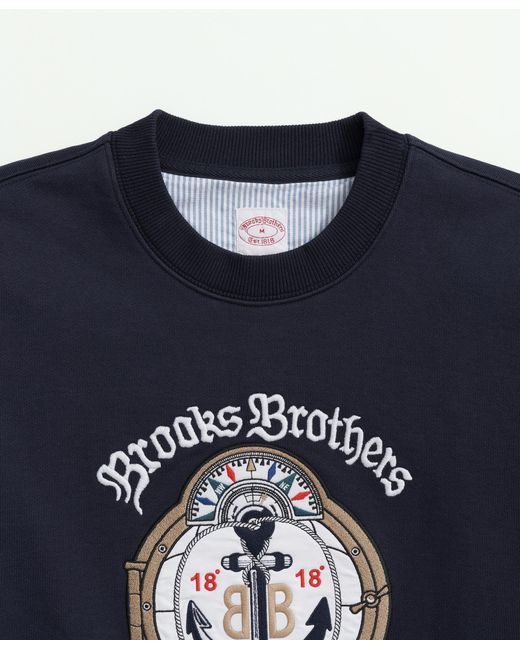 Brooks Brothers Blue Vintage-inspired Emblem Sweatshirt In French Terry Cotton for men