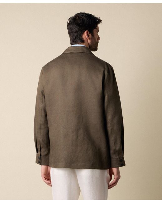 Brooks Brothers Brown Linen Utility Overshirt for men