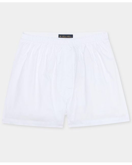Brooks Brothers White Plain Pinpoint Cotton Boxer for men