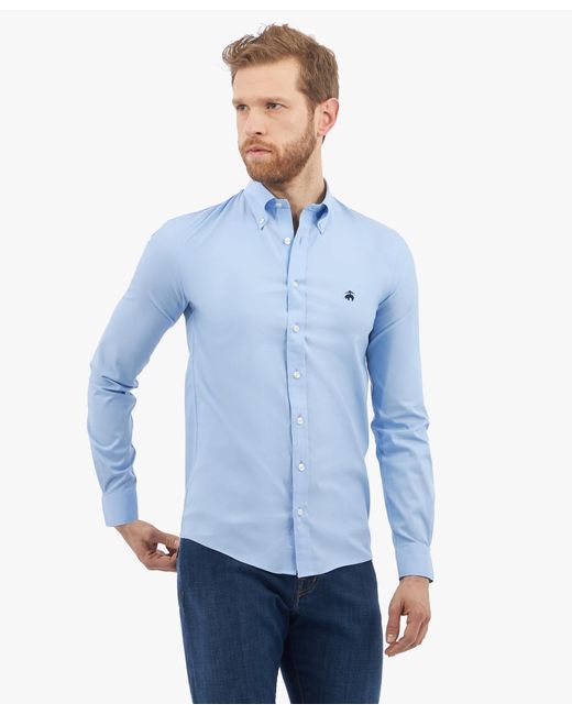 Brooks Brothers Blue Slim Fit Oxford Pinpoint Non-Iron Button Down Shirt for men
