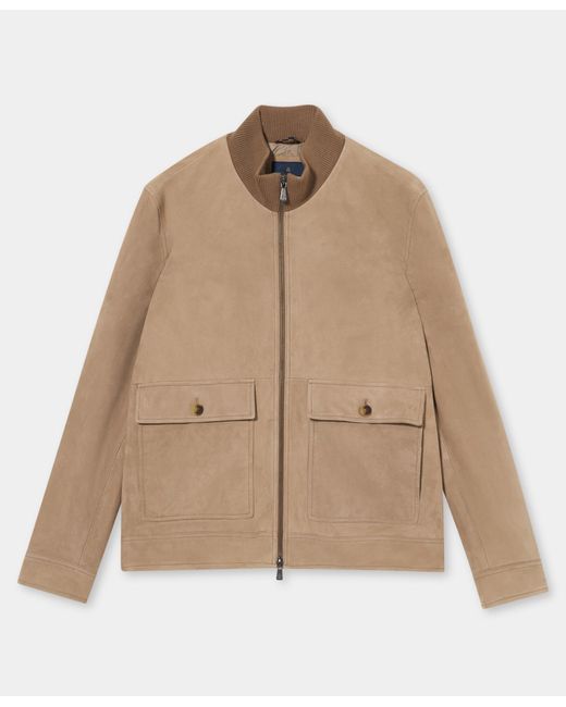 Brooks Brothers Natural Bomber Suede Jacket for men