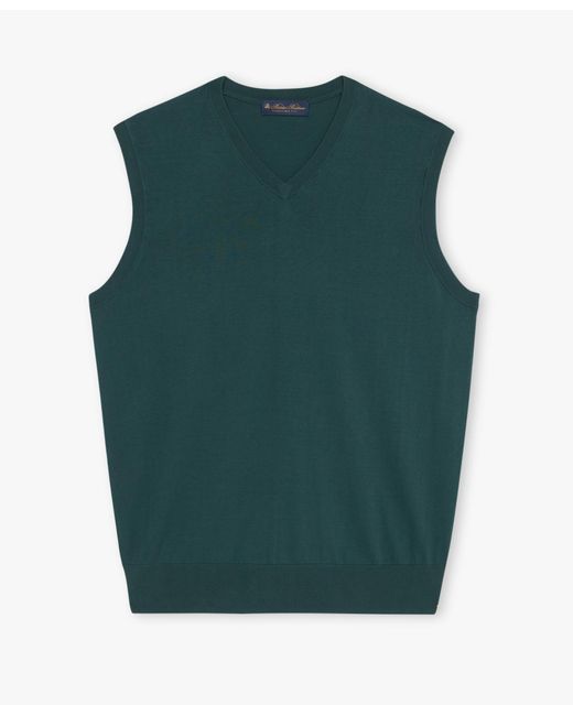 Green Cotton Sweater Vest Brooks Brothers de hombre