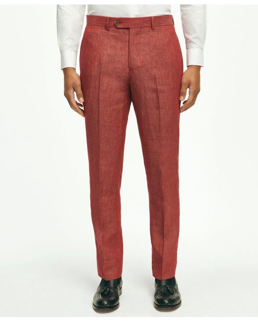 Brooks Brothers Red Classic Fit Linen Trousers for men