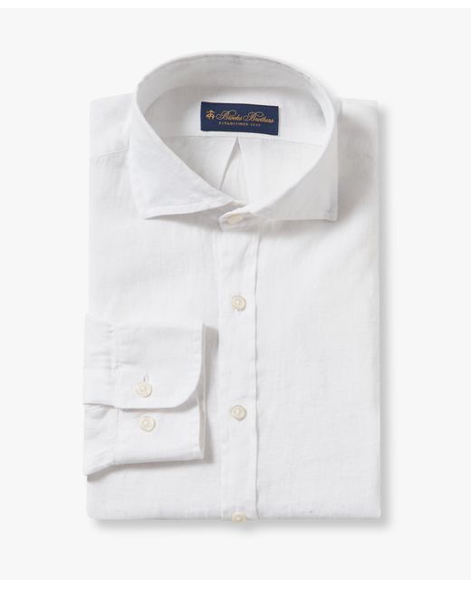 White Linen Casual Shirt Brooks Brothers de hombre