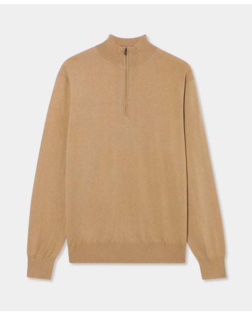 Brooks Brothers Natural Merino Wool Half Zip Sweater for men