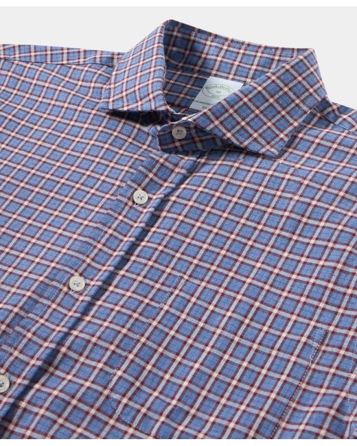 Camisa De Franela De Algodón A Cuadros Slim Fit Con Cuello Spread Brooks Brothers de hombre de color Purple