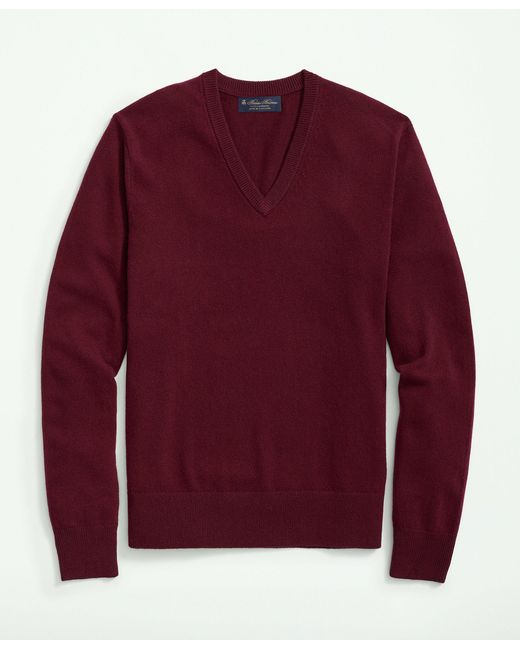 Brooks Brothers Red 3-ply Cashmere V-neck Sweater for men