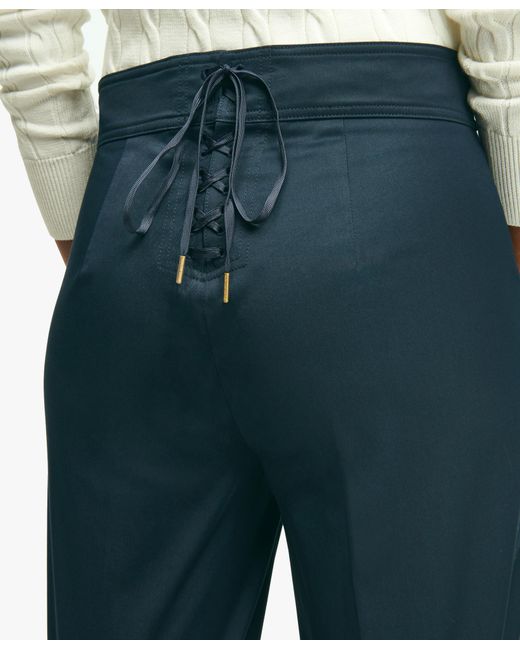 Brooks Brothers Blue Cotton Twill Wide-leg Sailor Pants