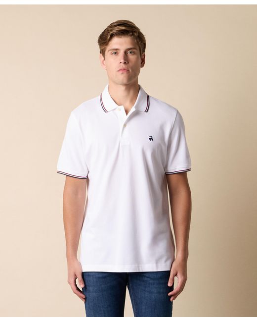 Brooks Brothers White Golden Fleece Stretch Cotton Pique Tennis Polo for men