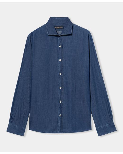 Brooks Brothers Blue Slim Fit Denim Shirt With Spread Collar for men