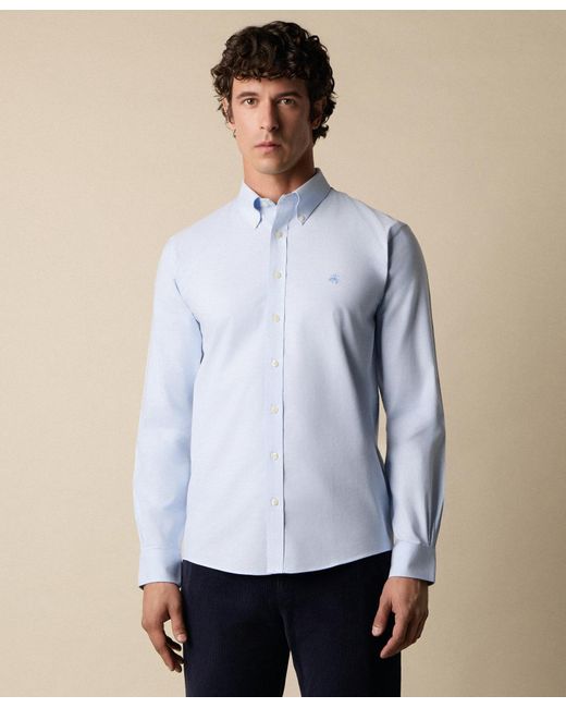 Brooks Brothers Blue Slim Fit Oxford Non-Iron Button Down Shirt for men