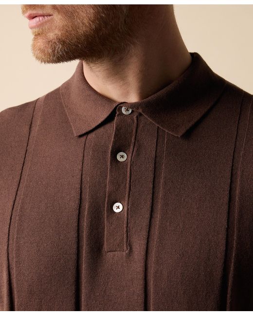 Brooks Brothers Brown Cotton Linen Knit-Polo for men