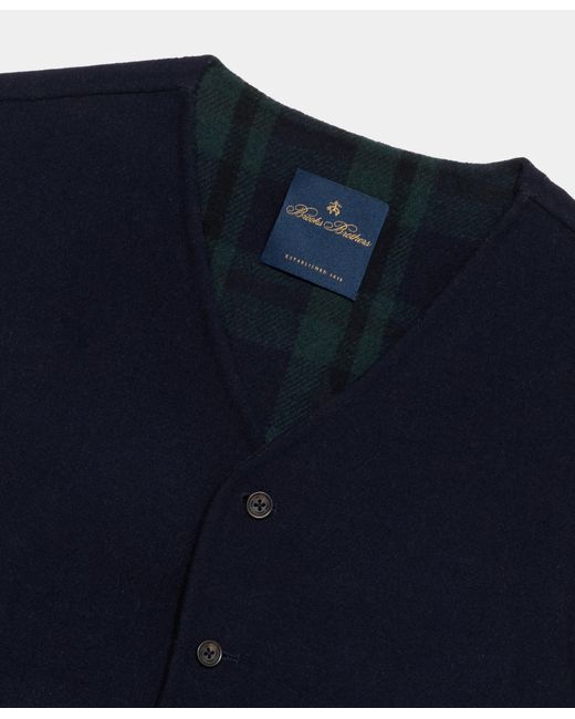 Brooks Brothers Blue Reversible Blackwatch Knit Vest for men