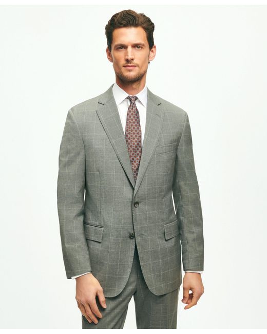 Brooks Brothers Green Classic Fit Windowpane 1818 Suit for men