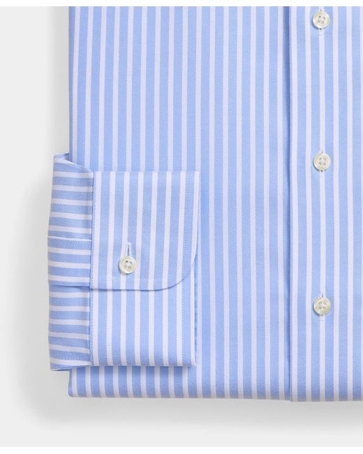 Brooks Brothers Blue Slim Fit Non-Iron Performance Shirt With Ainsley Collar for men