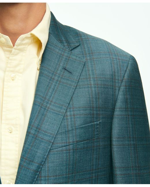 Brooks Brothers Green Traditional Fit Wool Check Sport Coat for men