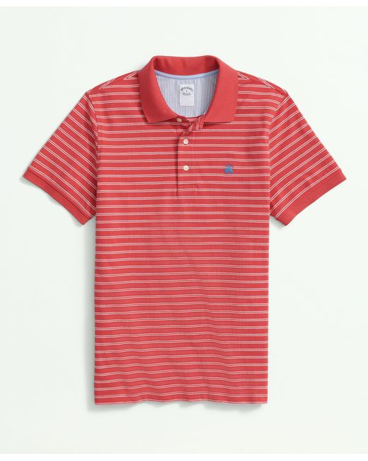 Brooks Brothers Red Regular Fit Cotton Pique Stretch Logo Short Sleeve Polo Shirt for men