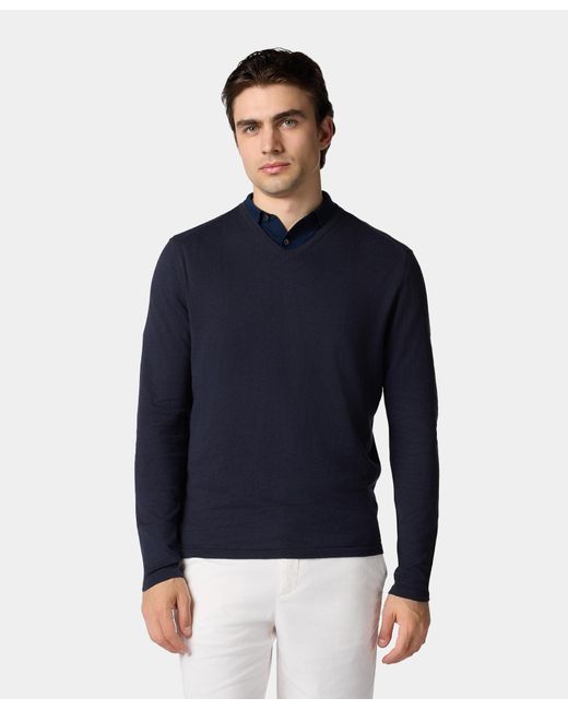 Suéter De Cuello En V De Algodón Y Lino Orgánico Brooks Brothers de hombre de color Blue