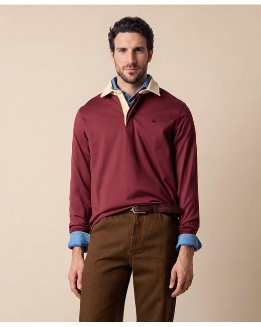Brooks Brothers Red Rugby Polo With Corduroy Collar for men