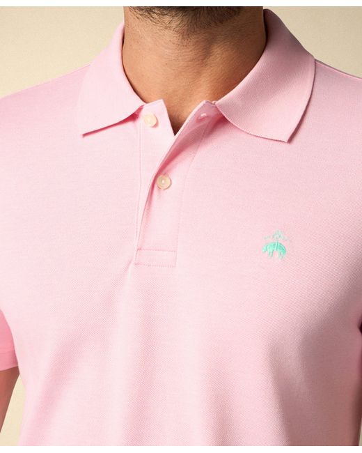 Brooks Brothers Pink Golden Fleece Stretch Cotton Pique Polo for men