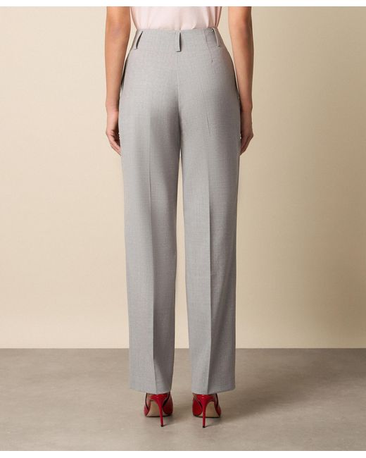 Brooks Brothers Gray Wool Blend Stretch Pleated Trousers