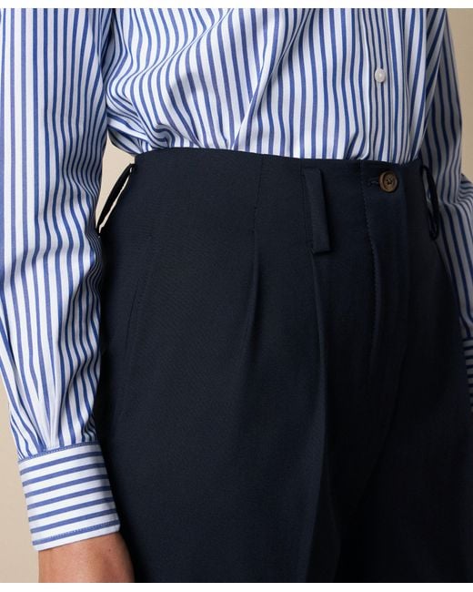 Brooks Brothers Blue Wool Blend Stretch Pleated Trousers