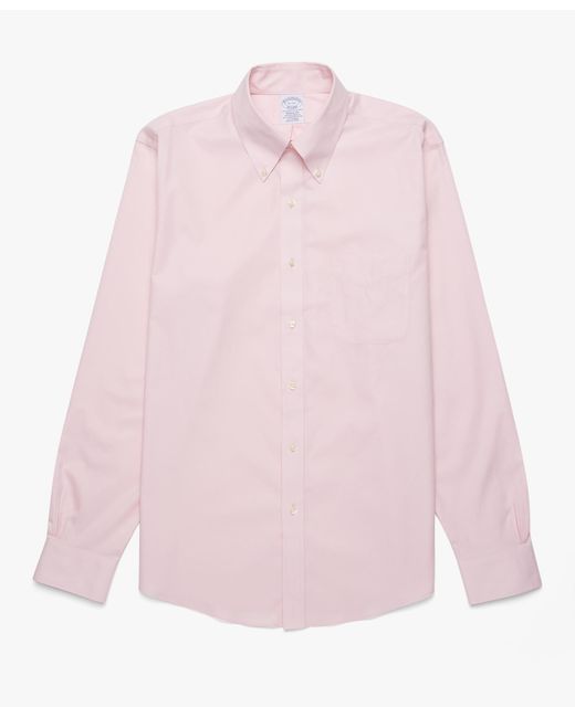 Camisa de vestir corte Regent regular de algodón Supima elástico non-iron button down pinpoint Oxford Brooks Brothers de hombre de color Pink