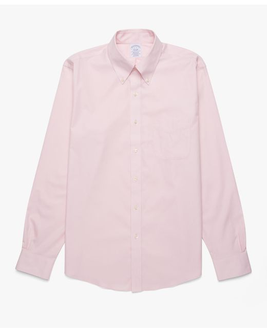 Brooks Brothers Pink Regular Fit Non-Iron Supima Oxford Pinpoint Shirt With Button Down Collar for men