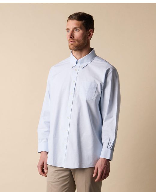Brooks Brothers Blue Light Slim Fit Non-Iron Stretch Cotton Shirt With Button-Down Collar for men