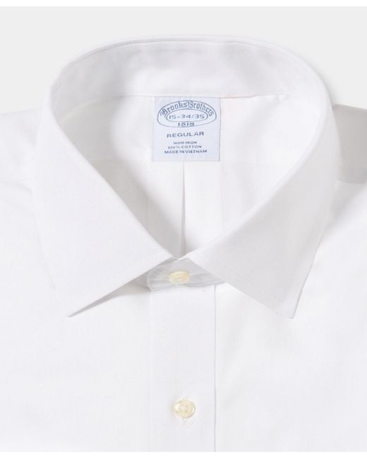 Brooks Brothers White Regular Fit Non-Iron Oxford Pinpoint Shirt With Ainsley Collar for men