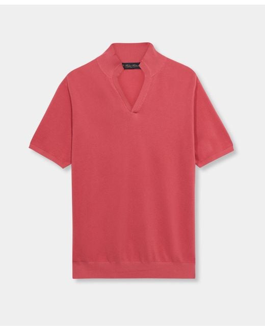 Brooks Brothers Red Open Collar Piqué Knit Polo for men
