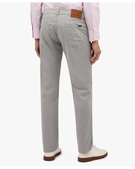 Pantalone A Cinque Tasche Grigio Chiaro In Cotone Elasticizzato di Brooks Brothers in Gray da Uomo