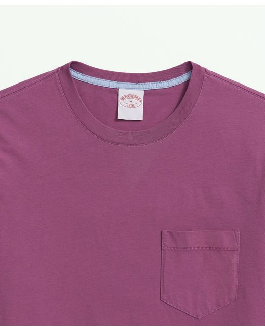 Brooks Brothers Purple Washed Supima Cotton Pocket Crewneck T-shirt for men