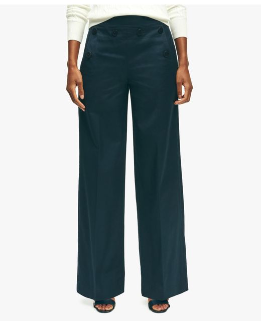 Brooks Brothers Blue Cotton Twill Wide-leg Sailor Pants