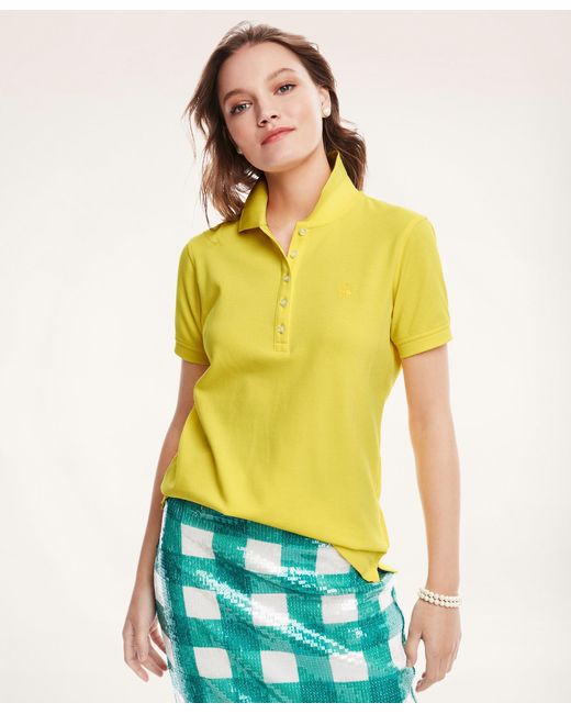Brooks Brothers Supima Cotton Stretch Pique Polo Shirt in Yellow | Lyst