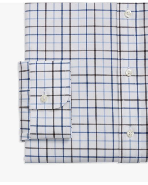Blue Regular Fit Stretch Cotton Dress Shirt With Button Down Collar Brooks Brothers de hombre