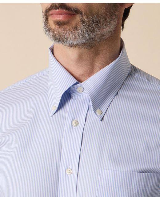 Brooks Brothers Blue Slim Fit Non-Iron Oxford Shirt With Button Down Collar for men
