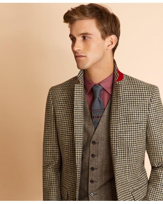 Brooks Brothers Natural Houndstooth Wool Twill Sport Coat for men