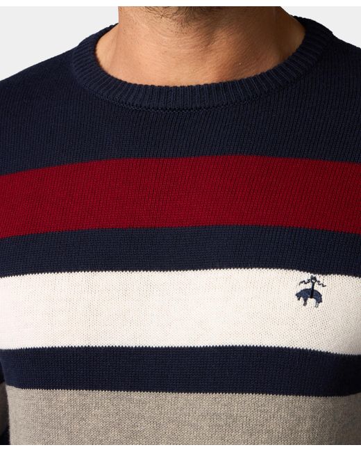 Suéter De Algodón Y Cachemira A Rayas Brooks Brothers de hombre de color Blue