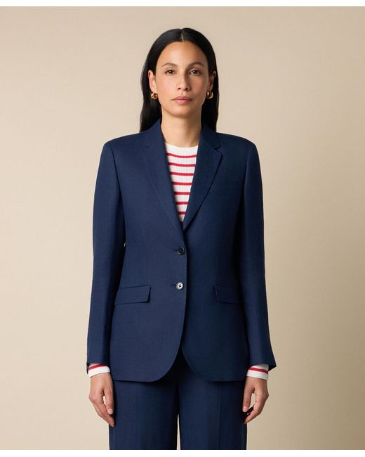 Brooks Brothers Blue Plain Linen Blazer