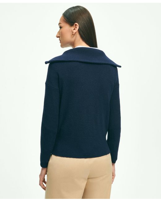 Brooks Brothers Wool Cashmere Halfzip Sweater in Blue Lyst